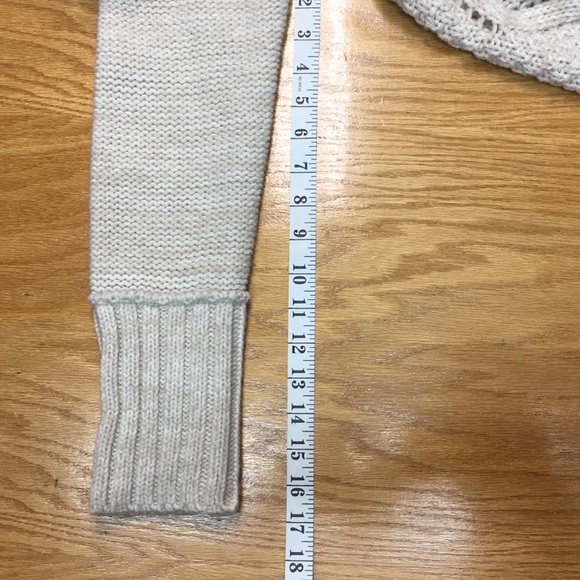 Fylo Cream Pattern Wool Blend Fringe Bottom Open Front Cardigan. Sz M - Picture 7 of 8